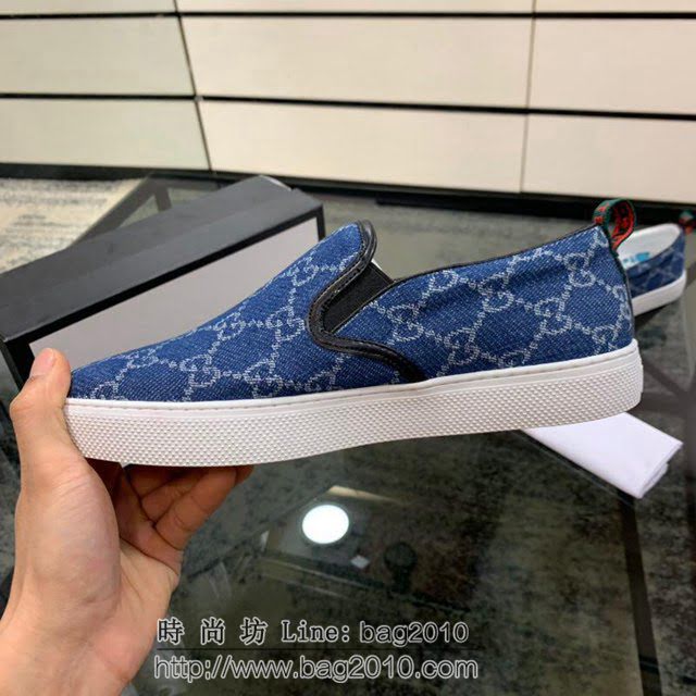 GUCCI男鞋 頂級代購 2019早春專櫃同步 古馳牛仔布男板鞋 Gucci印花休閒鞋  hdnx1289